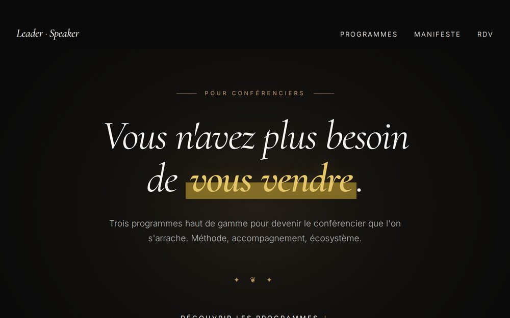 Page d'accueil du site Leader-Speaker